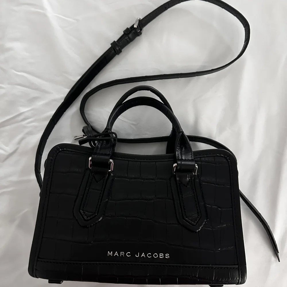 Marc Jacobs Black Croc-Embossed Top-Handle Satchel